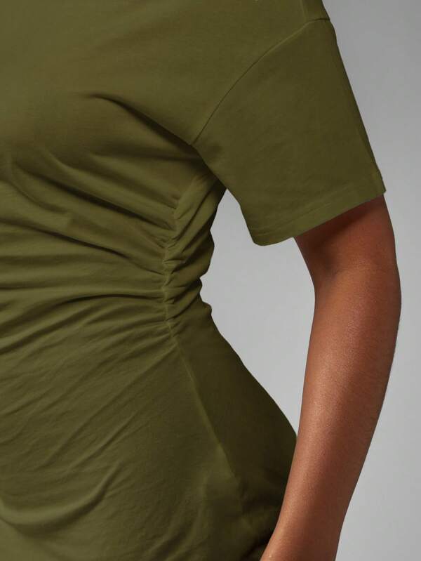 MISSGUIDED Oversized Draped Silhouette T Shirt With Cinched Waist Detail