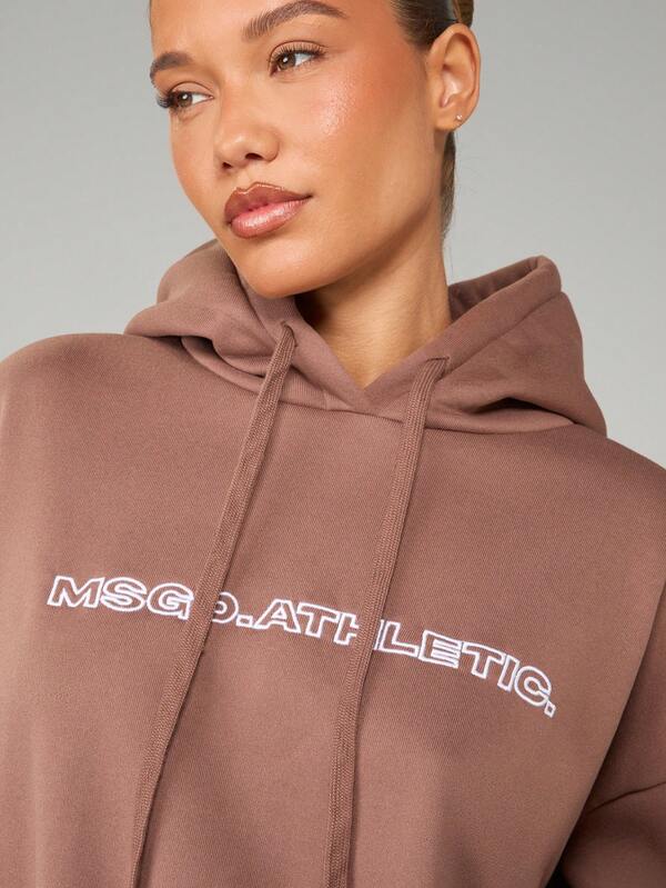 MISSGUIDED Oversized Fleece Hoodie With Drawstring And Brand Logo