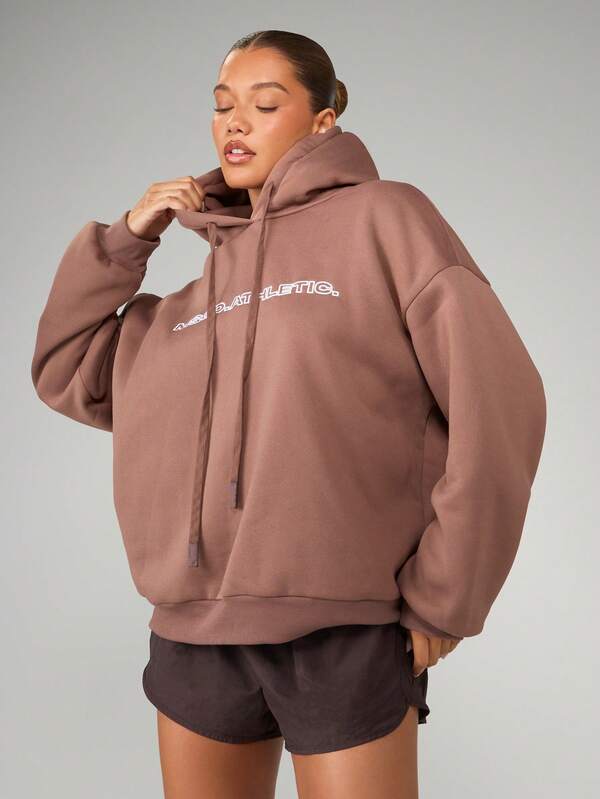 MISSGUIDED Oversized Fleece Hoodie With Drawstring And Brand Logo