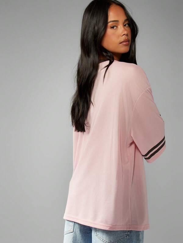 MISSGUIDED Oversized Football Jersey With Varsity Numbers And V Neck