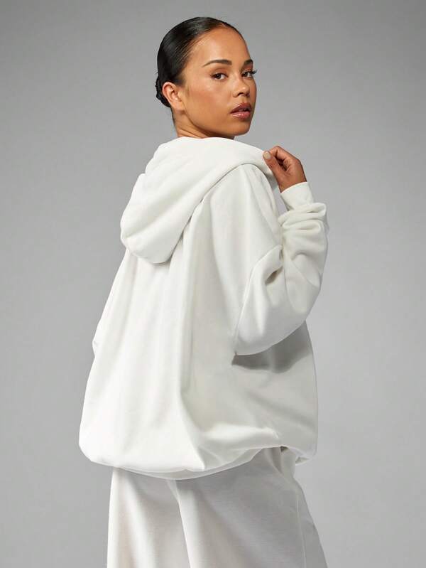 MISSGUIDED Oversized Full Zip Hoodie With Brand Logo