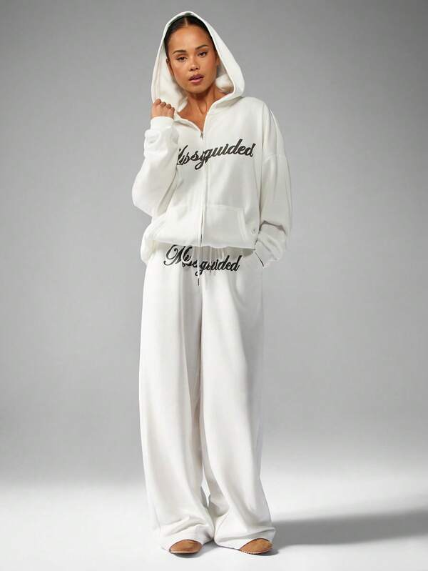MISSGUIDED Oversized Full Zip Hoodie With Brand Logo