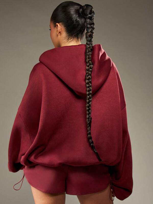 MISSGUIDED Oversized Full Zip Hoodie With Drawstring Hood