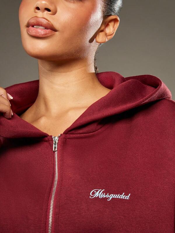 MISSGUIDED Oversized Full Zip Hoodie With Drawstring Hood