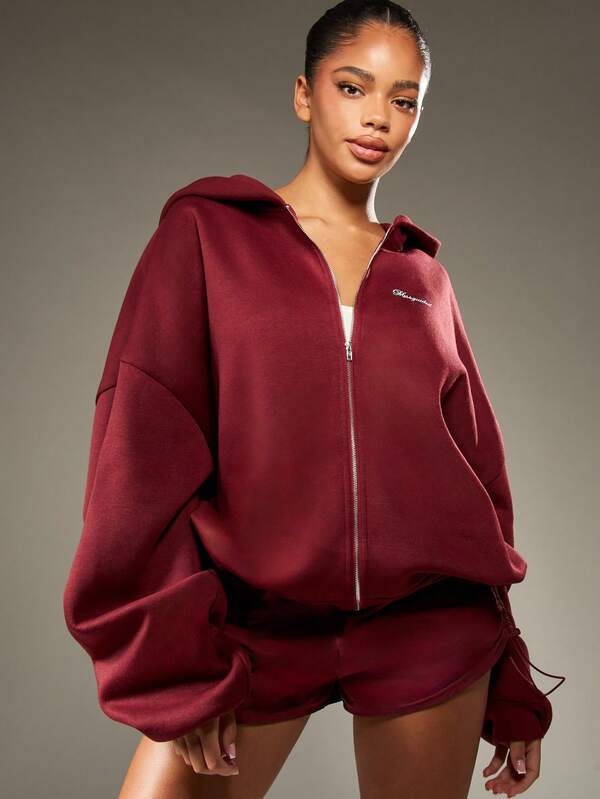 MISSGUIDED Oversized Full Zip Hoodie With Drawstring Hood