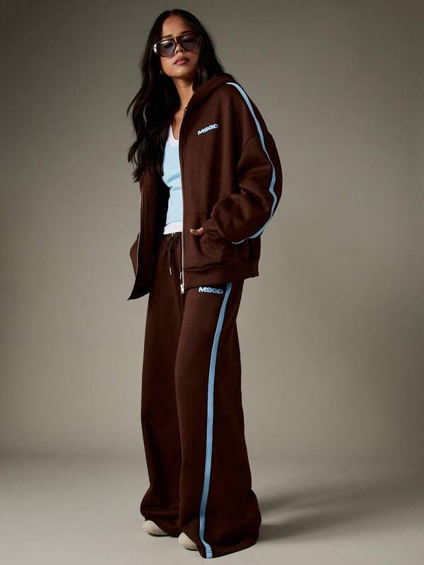 MISSGUIDED Oversized Full Zip Hoodie With Side Stripes