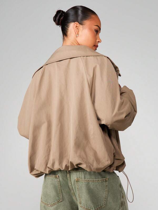 MISSGUIDED Oversized Funnel Neck Zip Jacket
