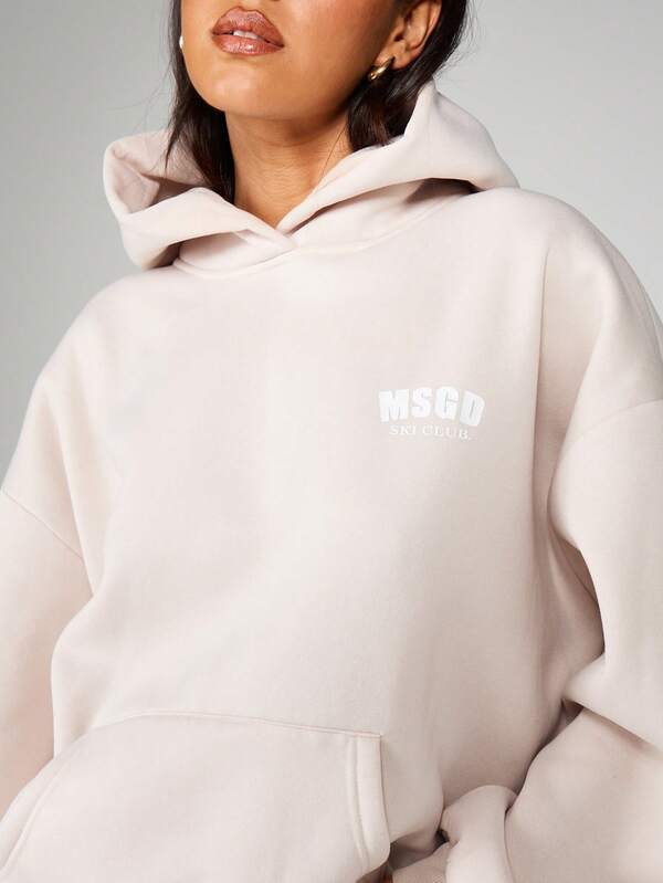 MISSGUIDED Oversized Graphic Hoodie With Drawstring