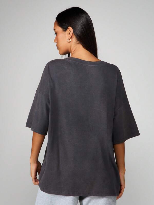 MISSGUIDED Oversized Graphic T Shirt With Brooklyn Print
