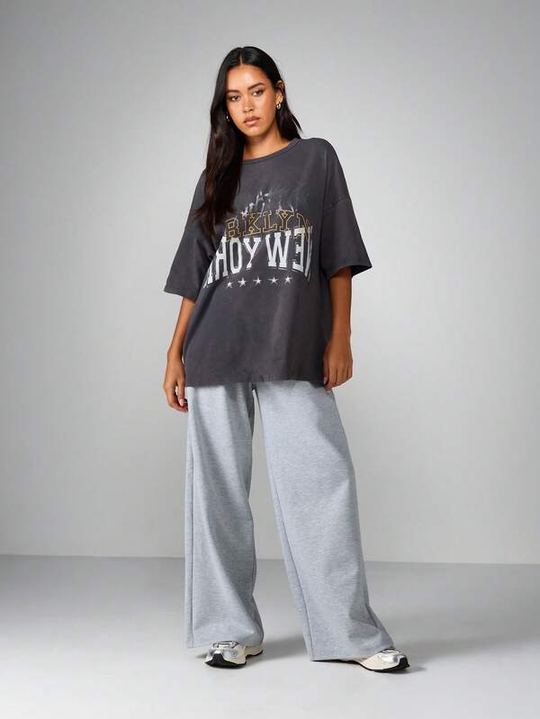 MISSGUIDED Oversized Graphic T Shirt With Brooklyn Print