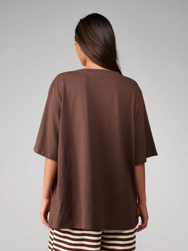 MISSGUIDED Oversized Graphic T-Shirt With Circular Print