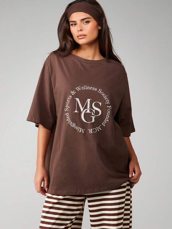 MISSGUIDED Oversized Graphic T-Shirt With Circular Print
