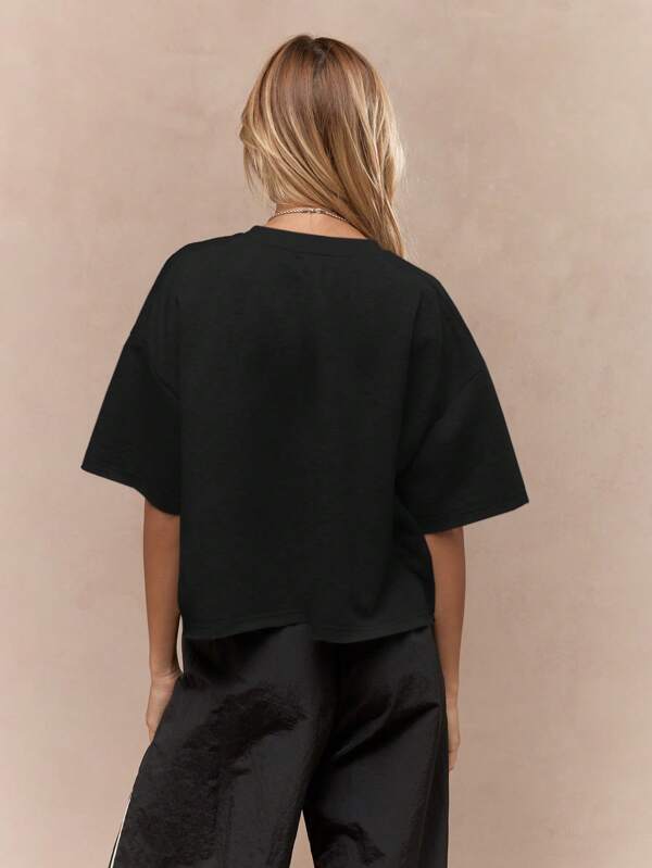 MISSGUIDED Oversized Heavy Loopback Casual T-Shirt