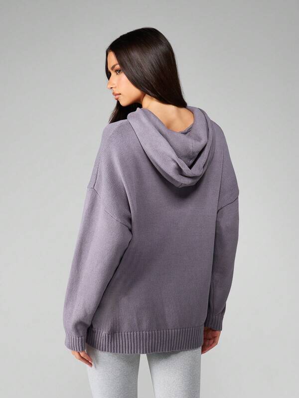 MISSGUIDED Oversized Hooded Knit Pullover With Centre Pocket