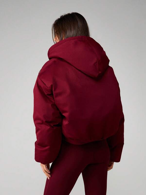 MISSGUIDED Oversized Hooded Zip Puffer Jacket