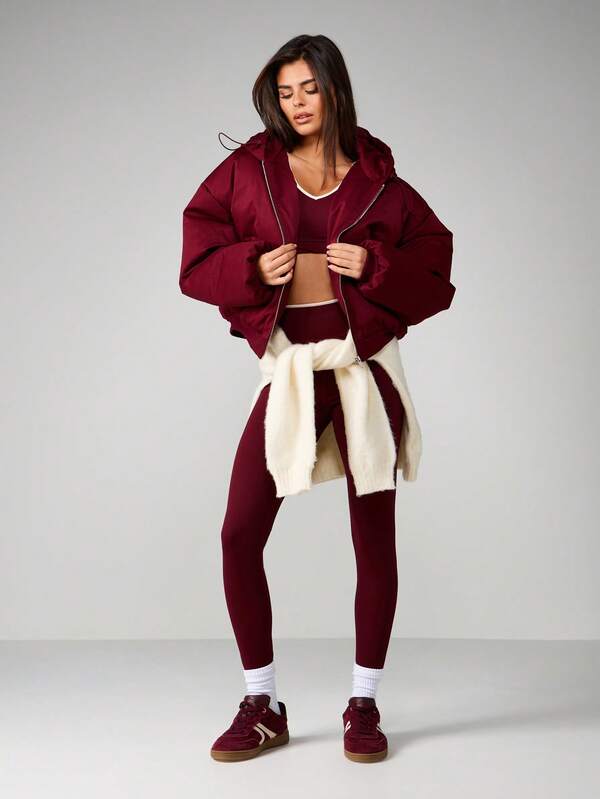 MISSGUIDED Oversized Hooded Zip Puffer Jacket