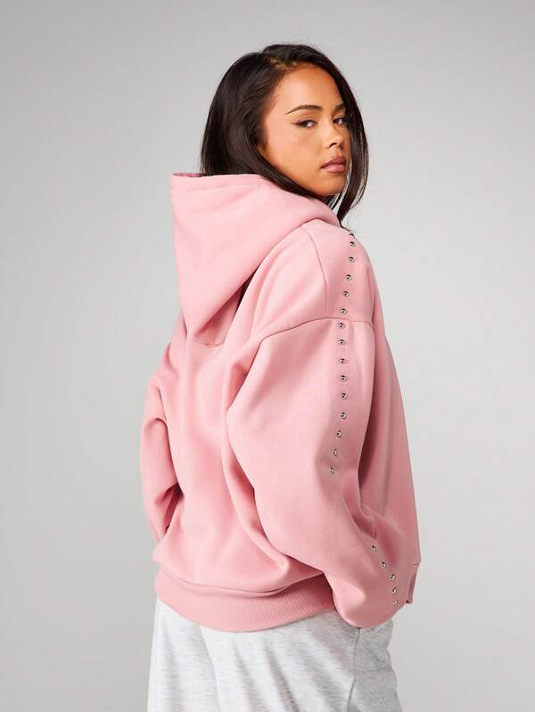 MISSGUIDED Oversized Hoodie With Metal Stud Details