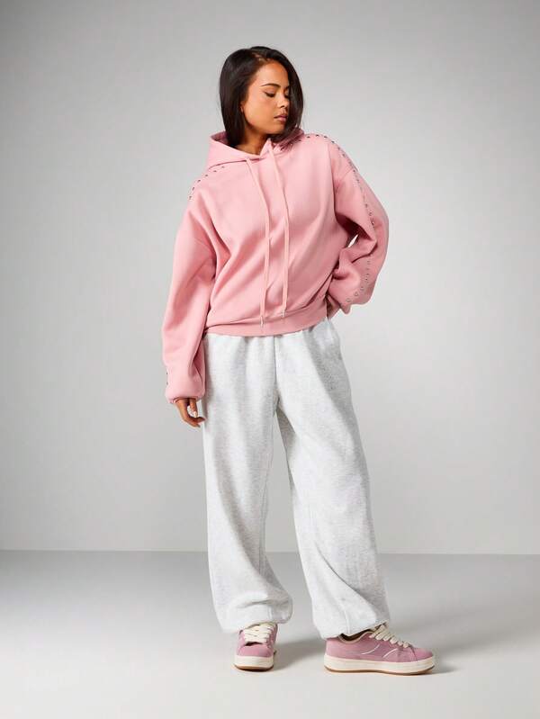 MISSGUIDED Oversized Hoodie With Metal Stud Details