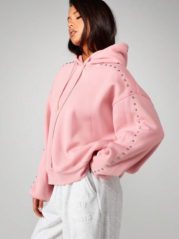 MISSGUIDED Oversized Hoodie With Metal Stud Details