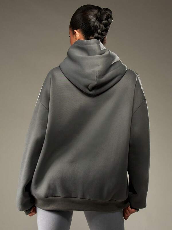 MISSGUIDED Oversized Hoodie With White Piping And Drawstring Hood