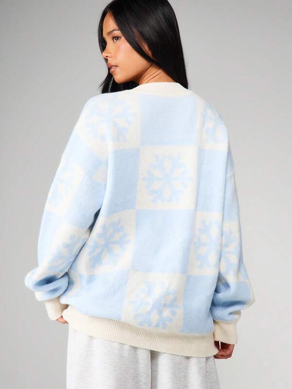 MISSGUIDED Oversized Jacquard Knit Christmas Pullover With Festive Pattern