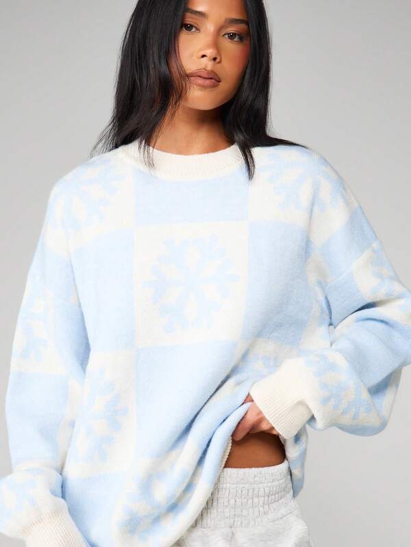 MISSGUIDED Oversized Jacquard Knit Christmas Pullover With Festive Pattern