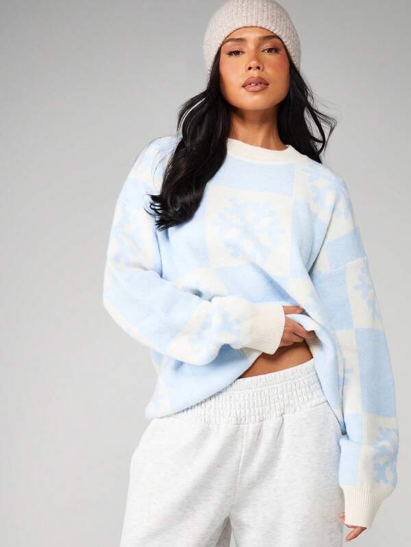 MISSGUIDED Oversized Jacquard Knit Christmas Pullover With Festive Pattern