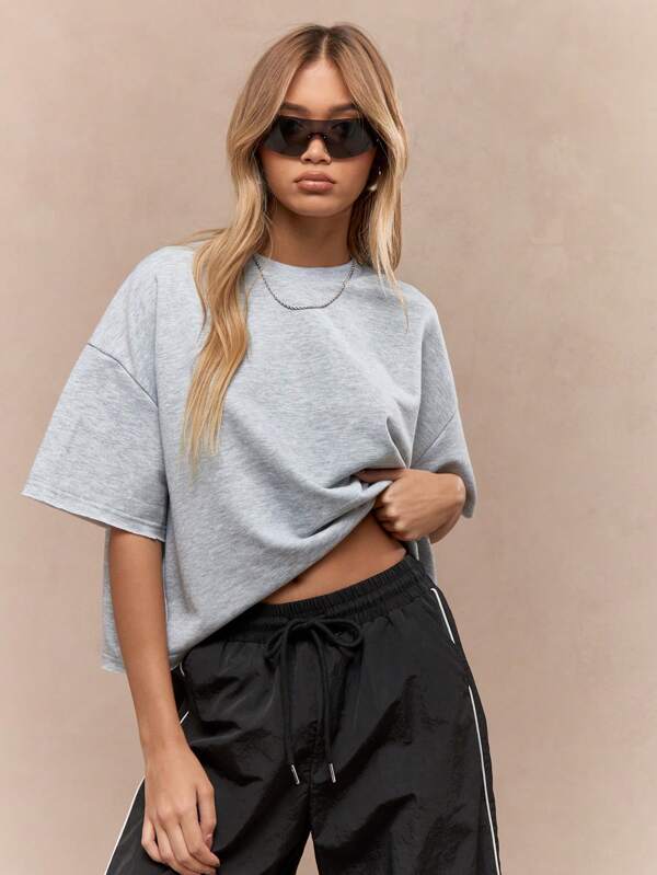 MISSGUIDED Oversized Jersey T Shirt With Crew Neck