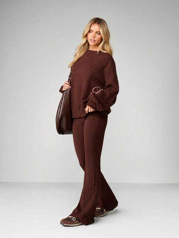 MISSGUIDED Oversized Knit Jumper With Side Embroidery