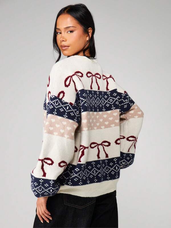 MISSGUIDED Oversized Knitted Christmas Jumper With Fair Isle Pattern