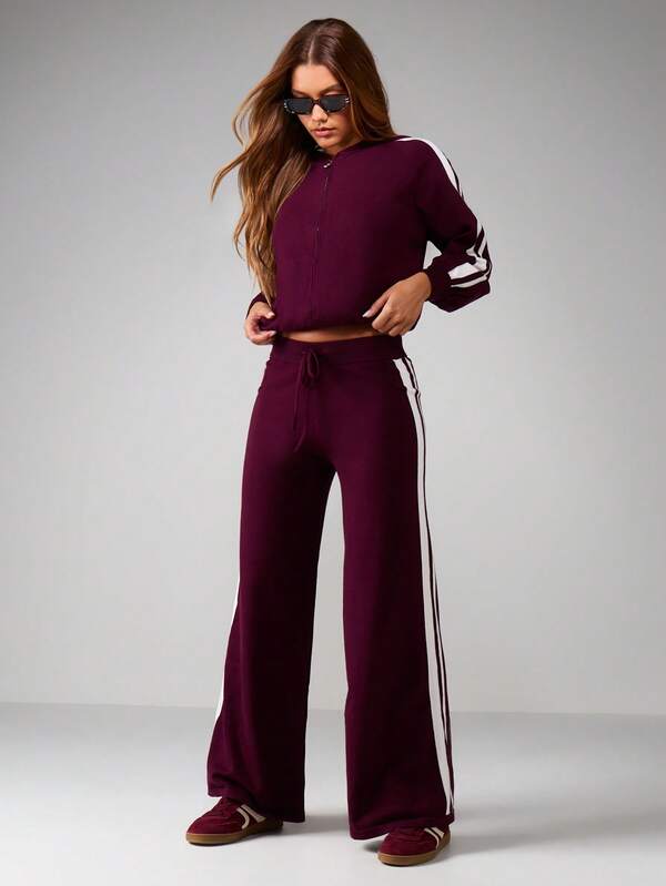 MISSGUIDED Oversized Knitted Hoodie And Wide Leg Pants Co-Ord