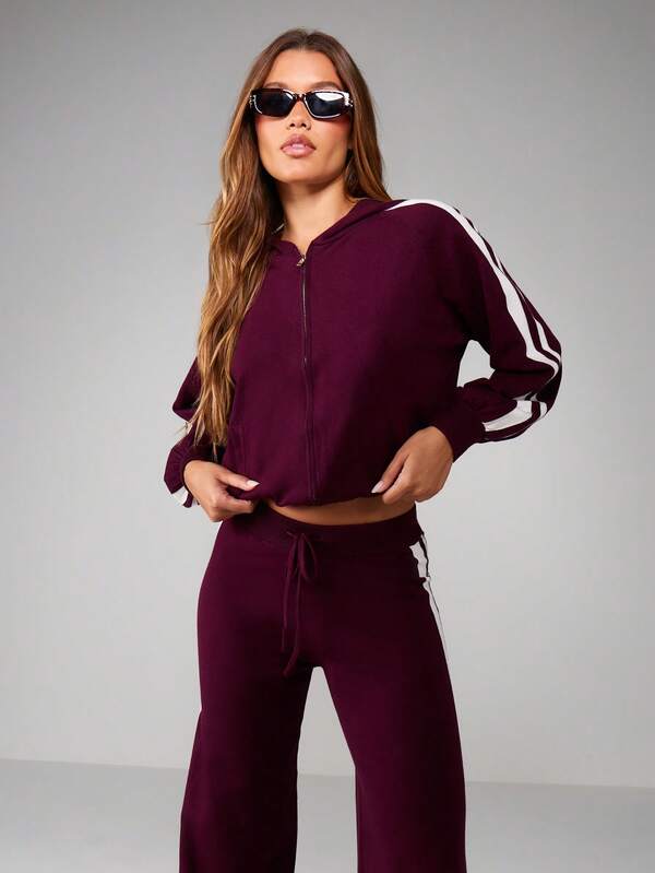 MISSGUIDED Oversized Knitted Hoodie And Wide Leg Pants Co-Ord