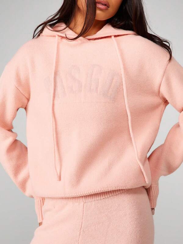 MISSGUIDED Oversized Knitted Hoodie And Wide Leg Trousers Set
