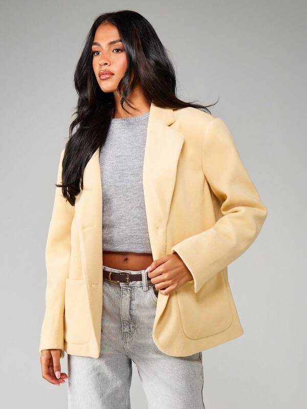 MISSGUIDED Oversized Lapel Blazer With Open Front