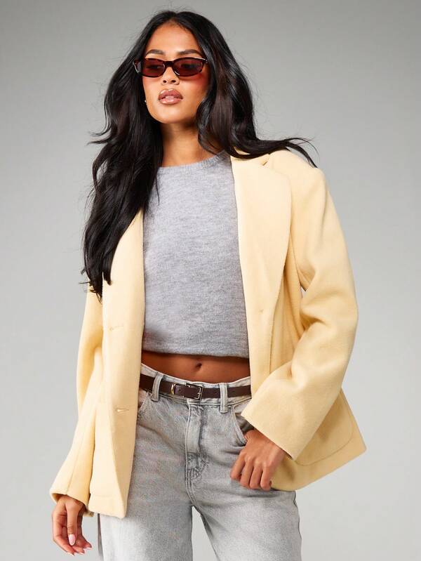 MISSGUIDED Oversized Lapel Blazer With Open Front