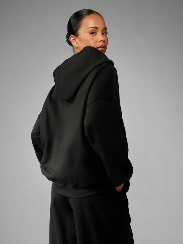MISSGUIDED Oversized Logo Hoodie With Centre Pocket