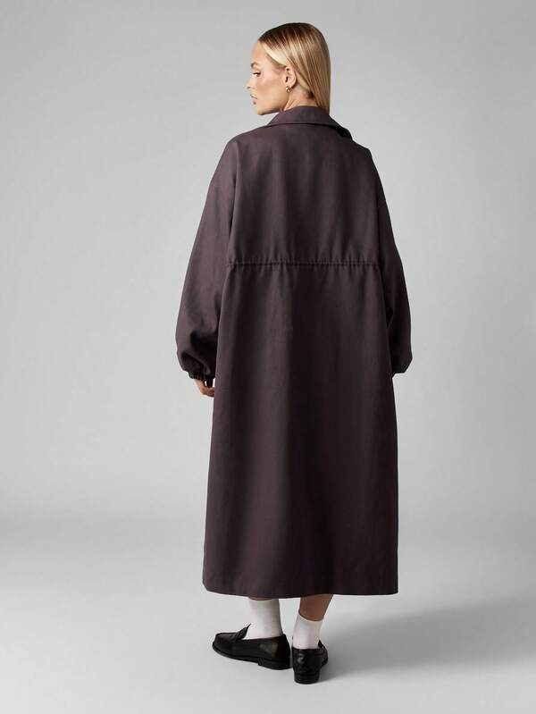 MISSGUIDED Oversized Longline Coat With Belted Waist And Wide Collar