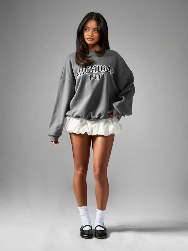 MISSGUIDED Oversized Michigan Graphic Sweatshirt