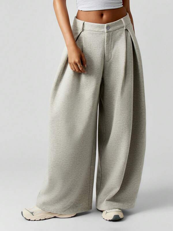 MISSGUIDED Oversized Pleated Wide Leg Palazzo Trousers