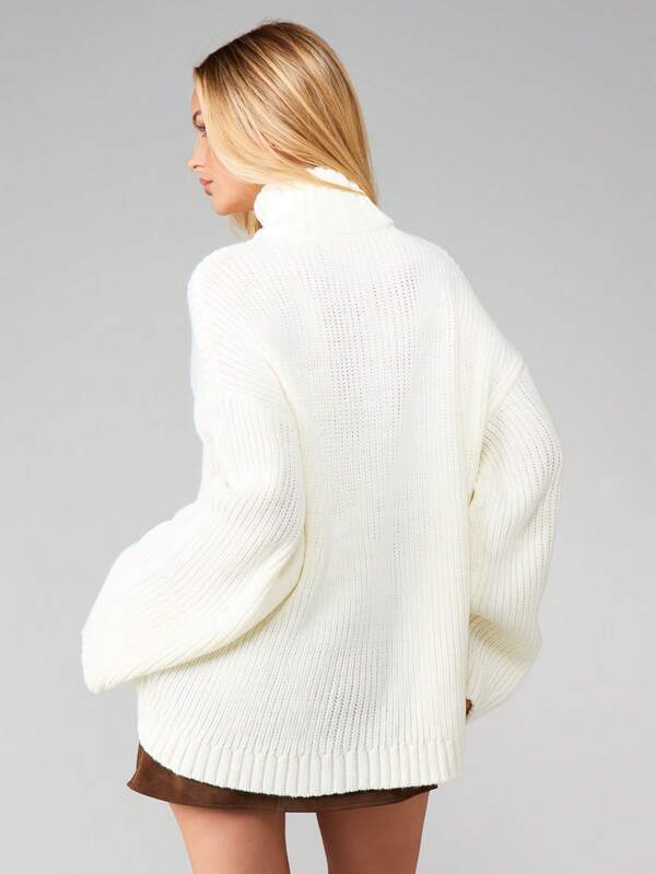 MISSGUIDED Oversized Quarter Zip Chunky Knit Pullover