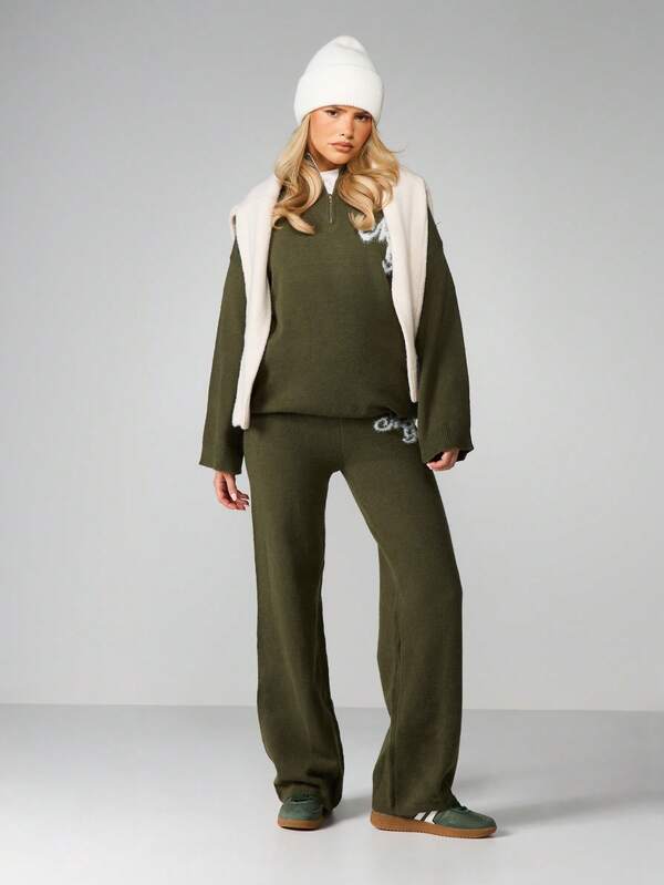 MISSGUIDED Oversized Quarter Zip Pullover With Logo Detail
