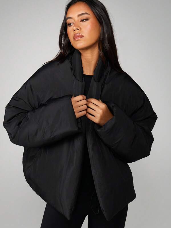MISSGUIDED Oversized Quilted Puffer Coat With Stand Collar