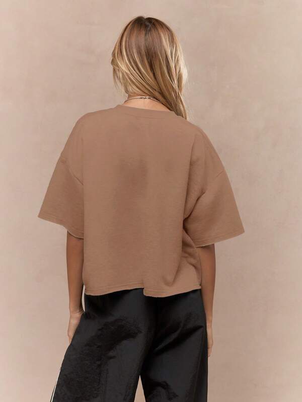 MISSGUIDED Oversized Raw Edge Loopback Sweatshirt Style T Shirt