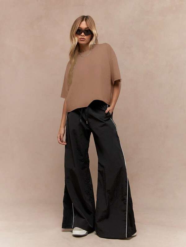 MISSGUIDED Oversized Raw Edge Loopback Sweatshirt Style T Shirt