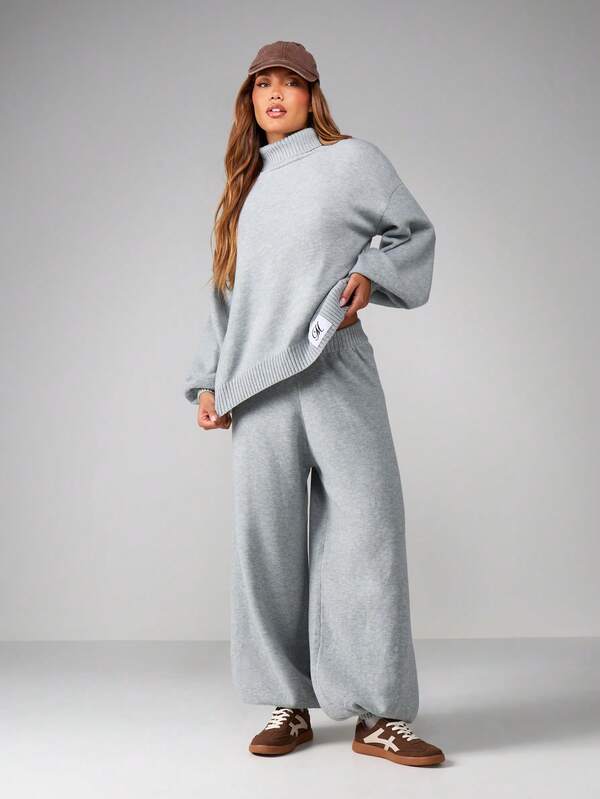 MISSGUIDED Oversized Roll Neck Knitted Co-Ord Set