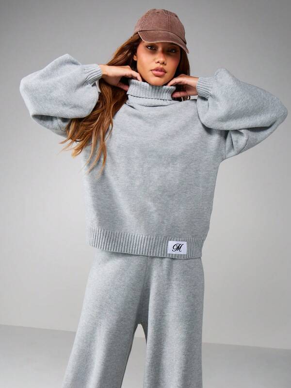 MISSGUIDED Oversized Roll Neck Knitted Co-Ord Set
