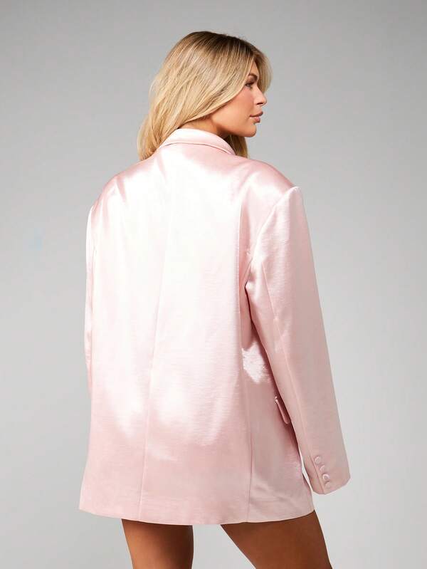 MISSGUIDED Oversized Satin Blazer With Double Breasted Buttons