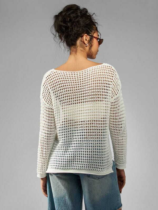 MISSGUIDED Oversized See Through Crochet Knit Sweater