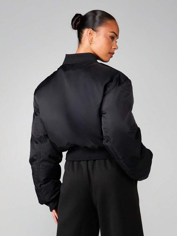 MISSGUIDED Oversized Shoulder Pad Bomber Jacket