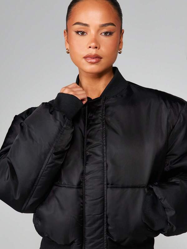 MISSGUIDED Oversized Shoulder Pad Bomber Jacket